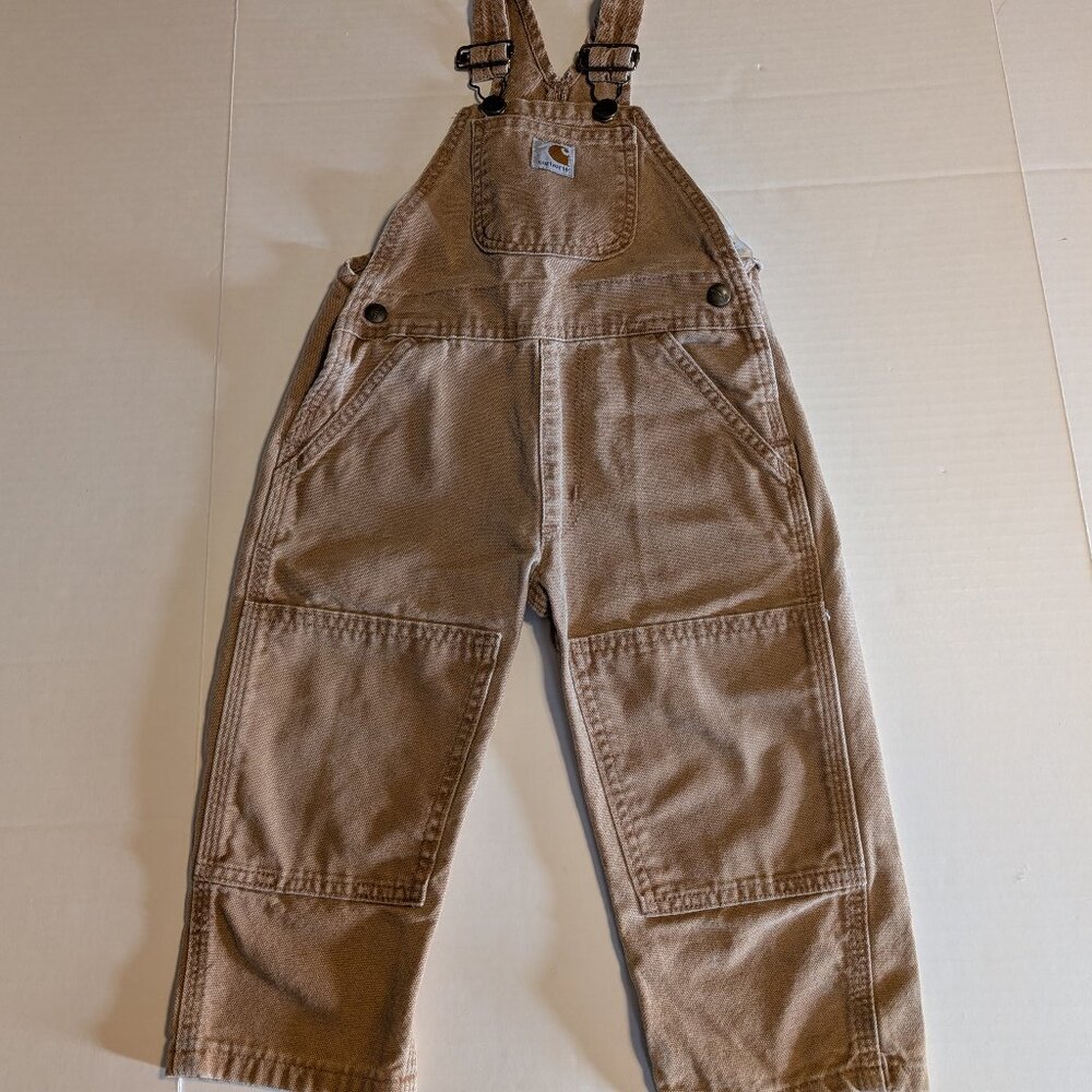 Carhartt Tan Kids Overalls Double Knee 100% Cotton Size 2T